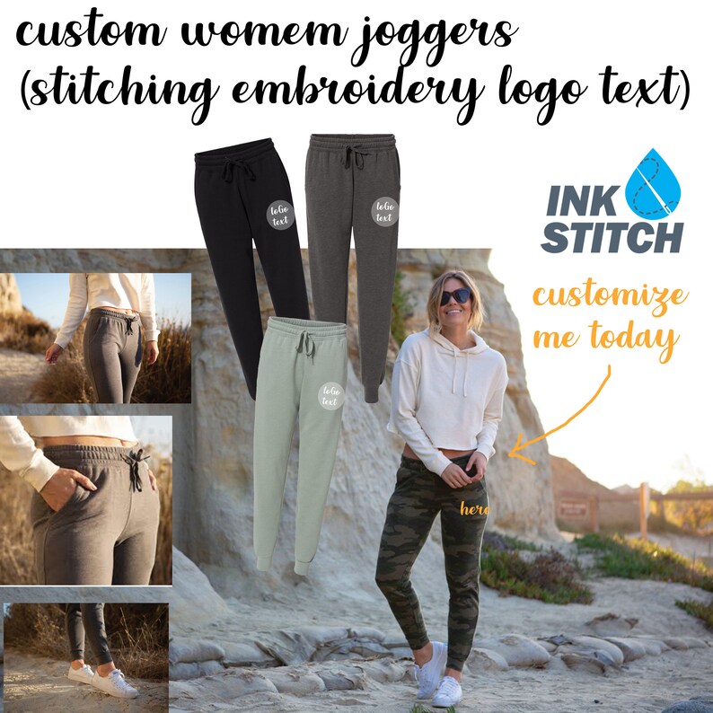 4 Colors Ink Stitch Custom PRM20PNT Women Stitching Textlogo Available Sweat Pants Joggers