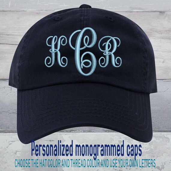 monogrammed caps