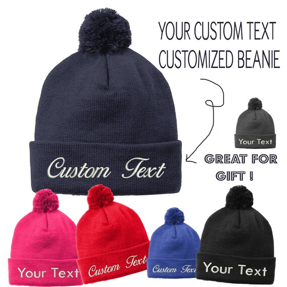 customized beanie hats with pom pom