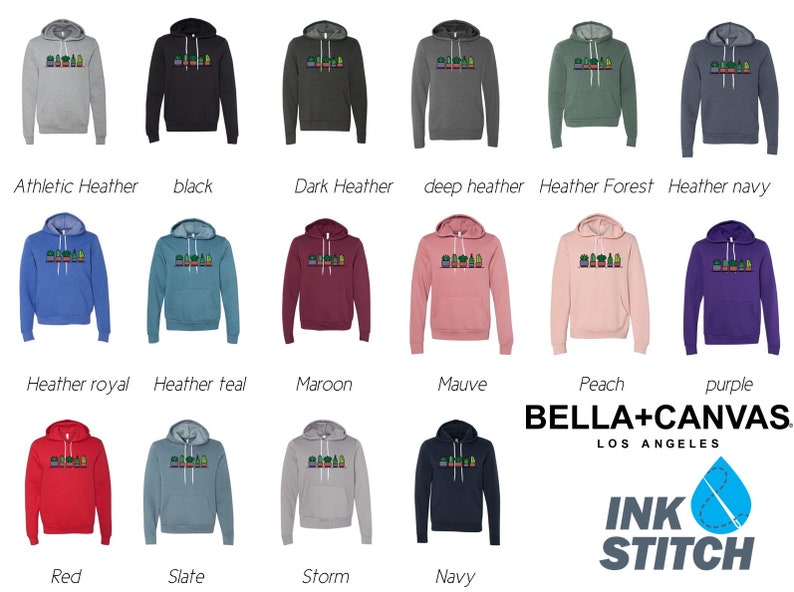 Ink Stitch Unisex Bella Canvas 3719 Fleece Cactus Hoodie Etsy