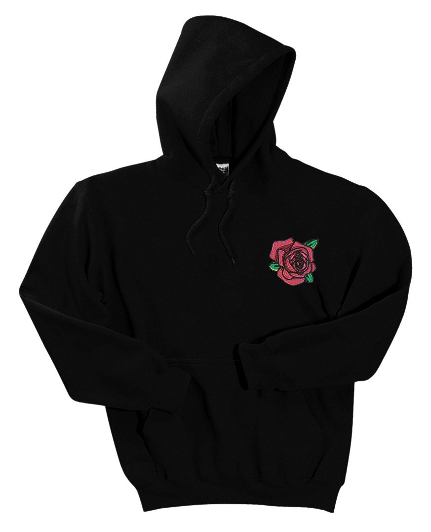 Ink Stitch Unisex Rose Stitching Embroidery Hoodies | Etsy