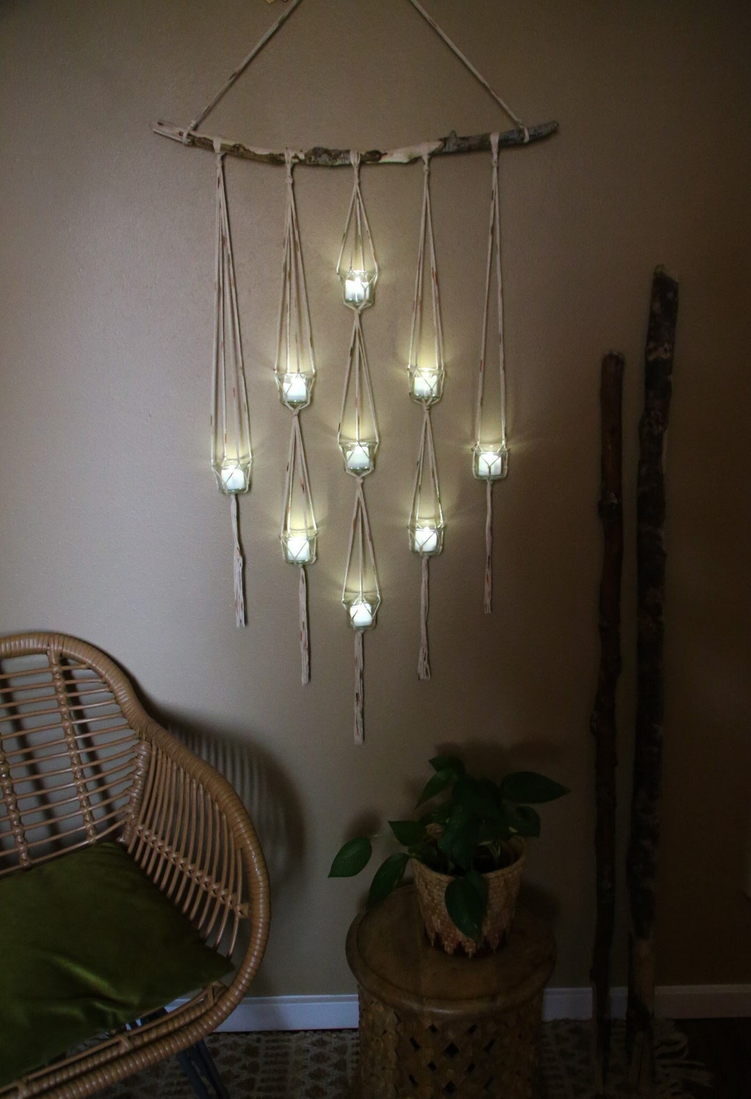 9 Piece Diamond Candle Wall Hanging / Tea Light Candle Holder Etsy