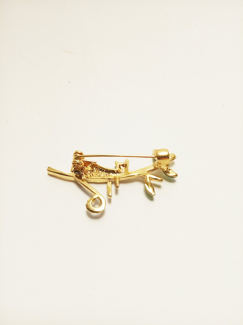 Vintage style enamel cat brooch Cat on a branch.. Gift for mom