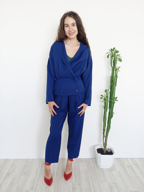 Vintage 80's90's women's blue suit. Women's suit J