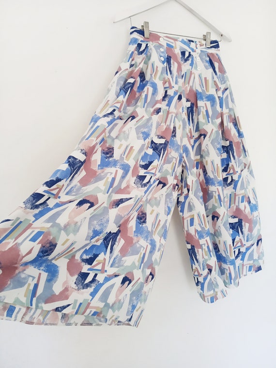 Rare Vintage Blue /& White Striped Culottes Shorts L