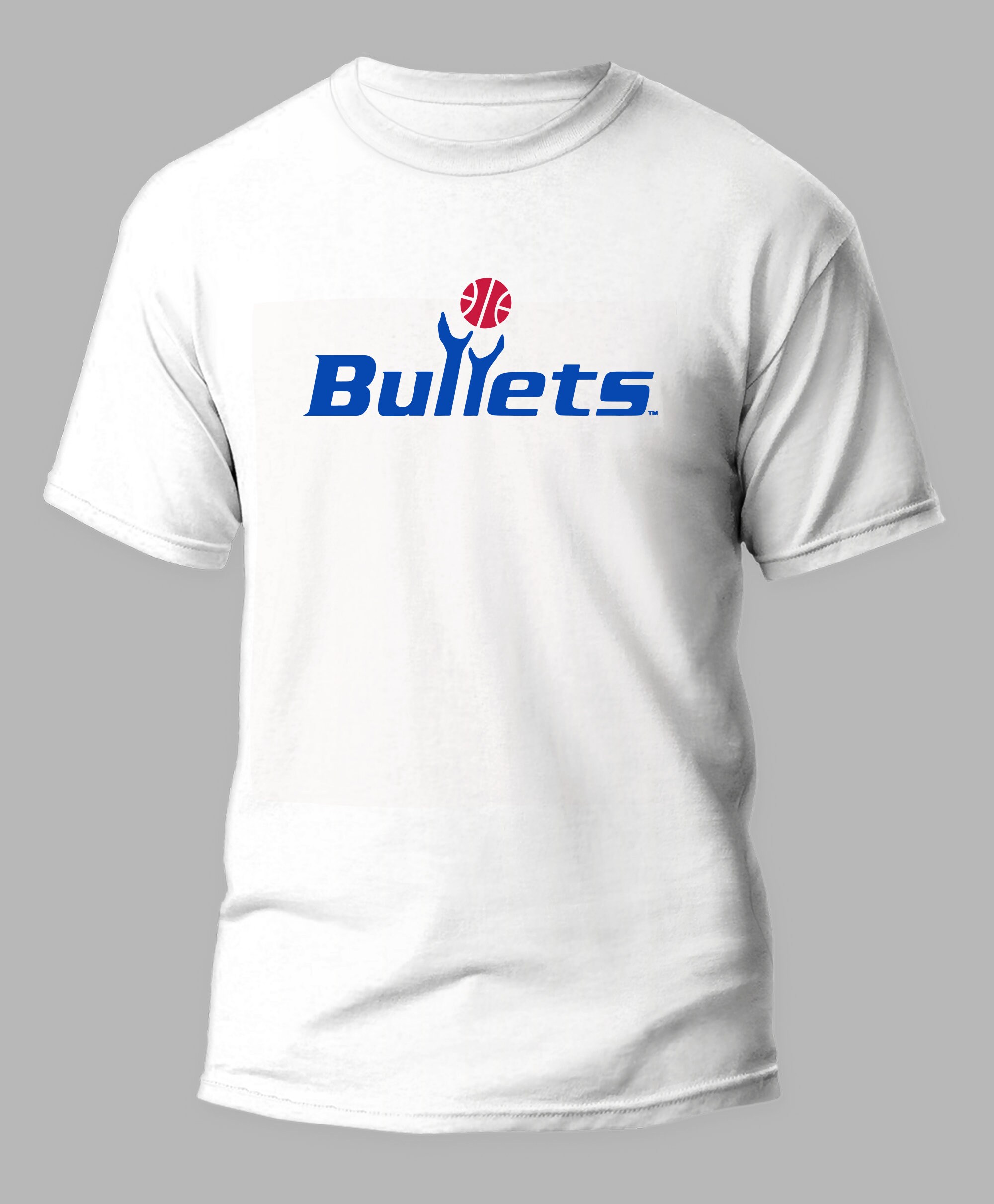 Washington Bullets Vintage Logo T-shirt White 50/50 Cotton Poly