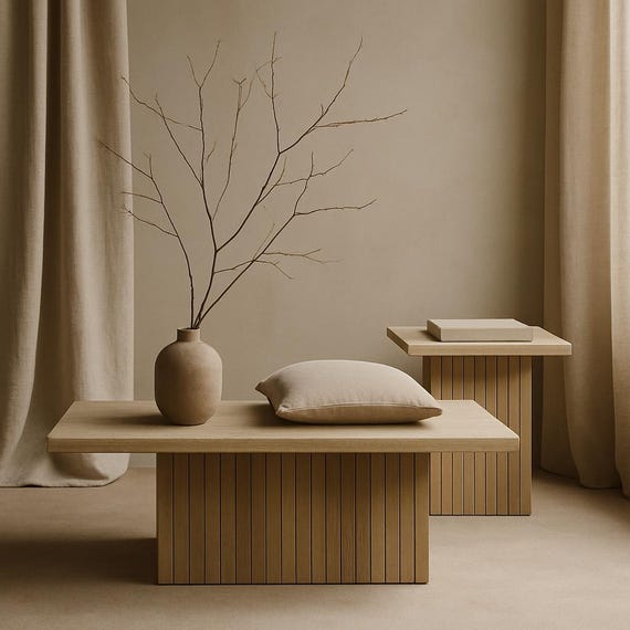 トラバーチンテーブル |モダンナチュラルサイドテーブル