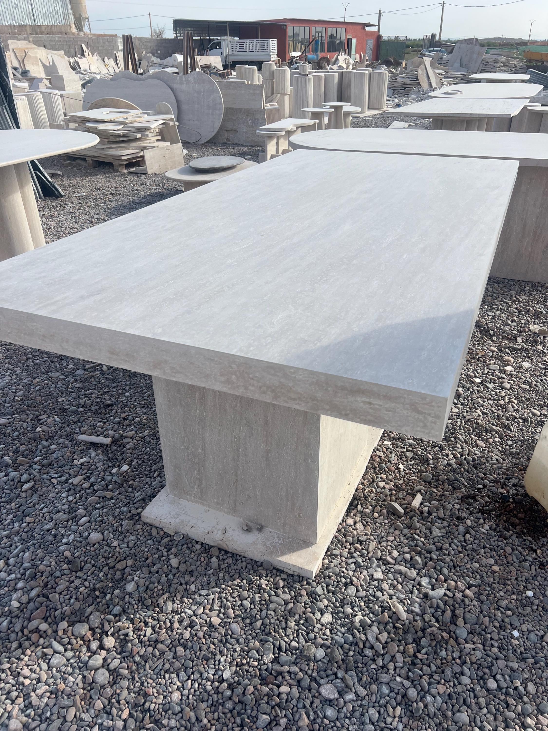 Travertine Rectangular Dining Table | Modern Natural Stone Dining Room