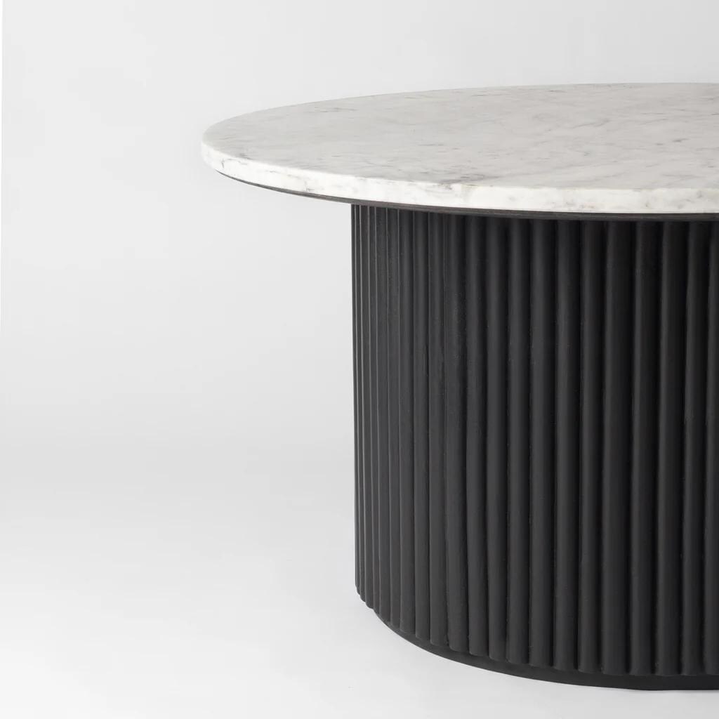 Marble Ribbed Table Marble Coffee Table With Ribbed Base | Modern Minimalist Center Table ...