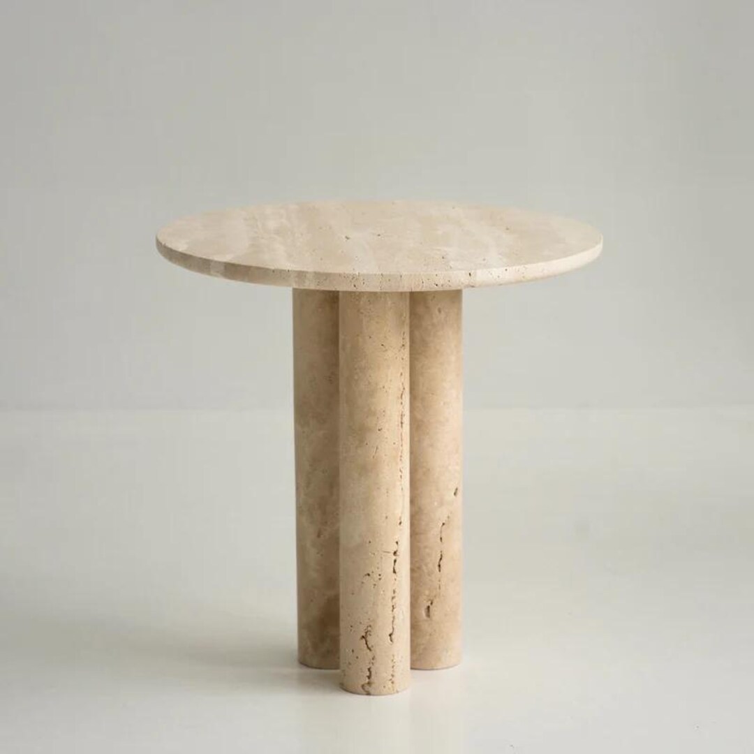 Travertine Side Table Trio | Natural Stone Accent Table | Minimalist ...