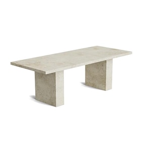 Travertine Rectangular Dining Table | Modern Natural Stone Dining Room Table | Minimalist Solid Travertine Furniture | Luxury Handmade Table