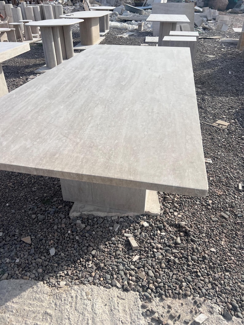 Travertine Rectangular Dining Table | Modern Natural Stone Dining Room ...
