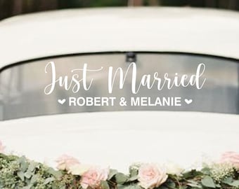 Just married decal | rustic wedding | bridal shower gift | Just married car sign | wedding decor | custom wedding sign | wedding car sign