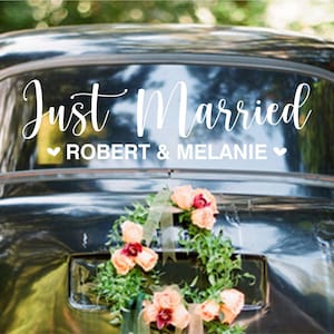 Just married getaway car decal | rustic wedding | bridal shower gift | Just married car sign | wedding decor | just married decal | vinyl