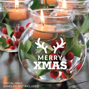 Merry Xmas with Antlers decal, Merry Christmas decal, Merry Christmas champagne flute decal, Merry Christmas wine bottle decal, Xmas sticker