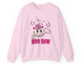 Boo Haw Cowboy Sweatshirt | Unisex Crewneck | Cozy Fall Apparel | Funny Western Style | Perfect for Halloween & Parties