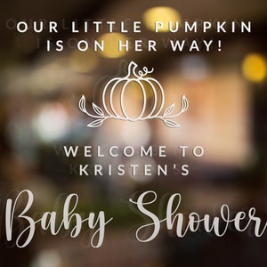 Baby Shower Welcome decal / Pumpkin theme baby shower decor / Our little pumkin welcome decal / Fall baby shower welcome sign / baby shower