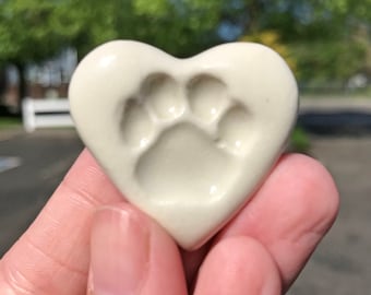 Paw Print Heart, Heart Prints, Pet Loss, Memorial Gift, Sympathy Gift, Grief Gift, Pocket Stone, Dog Memorial Gift, Dog Lovers, Pet Memorial