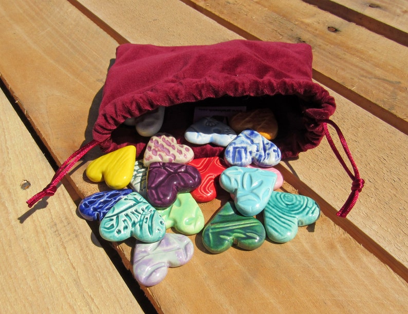 Feeling Hearts, Grief Gifts, Memorial Hearts, Pocket Hearts, Worry Stones, Love Gift, Loss of a Loved One, Sympathy Gifts, Rainbow Hearts Bag of 20 Assorted