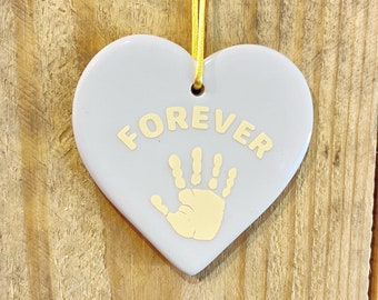 Handprint ornament, memorial ornament, gift for bereaved parent, miscarriage, stillborn, infant loss, handprints on our heart, holiday gift