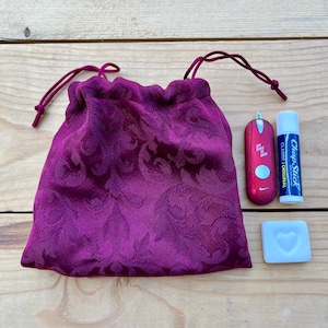 Bolsa con cordón, color burdeos, vino, granate, bolsa pequeña, bolsa, ligera