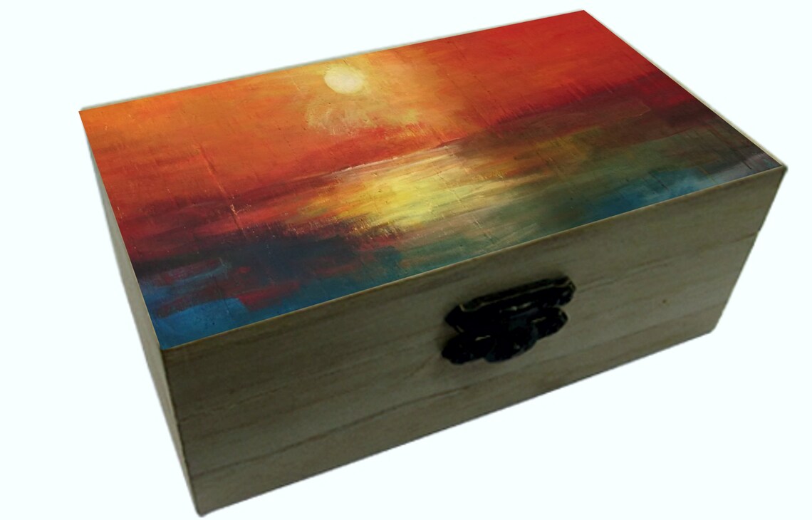 Wooden Box Decorative hand painted vintage paintings unique Etsy