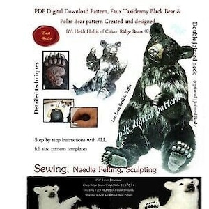 Teddy  Bear Digital sewing craft PATTERN realistic PDF INSTANT mohair  or plush diy