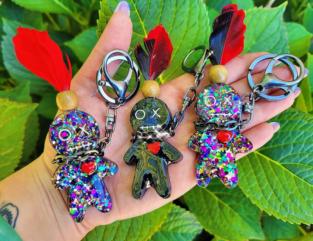 Resin Voodoo Doll Keychain Voodoo Keyring Noose Keychain Etsy