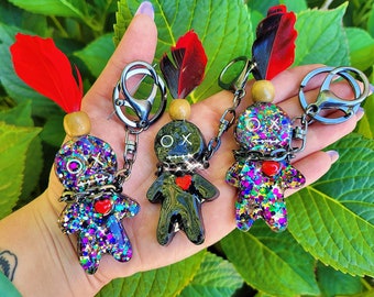 樹脂製ブードゥー人形キーチェーン | ブードゥーキーリング | ブードゥー人形 | 絞首縄キーチェーン | フードゥー | 魔女キーチェーン | オカルトアート | 魔女キーチェーン