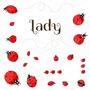 Ladybug Clipart Illustration, Baby Girl Shower, Birthday Decor, School Project, Teacher Craft, Kids Party, png, pdf, jpg, ai, eps
