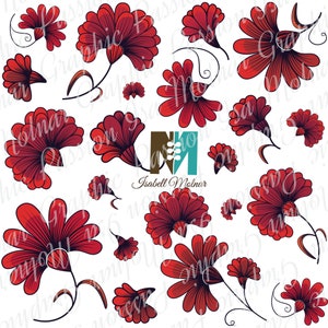 Modèle numérique sans couture d'oeillets - Clipart fleur rouge pour bricolage, cartes, remise des diplômes, funérailles, projets commémoratifs, anniversaires, projets d'art imprimable