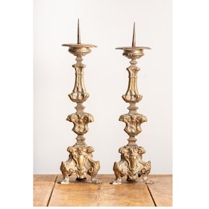 Antique Baroque Style Italian Candlesticks, Candleholders