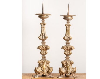 Antique 18th Century Italian Brass Candlesticks