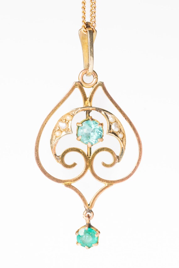 Antique Art Nouveau 9ct Gold Topaz Pendant - image 2