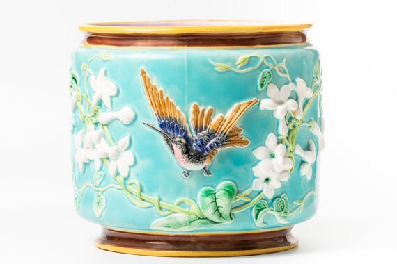 Antique 19th Century Turquoise Jardieniere by George Jones - Etsy
