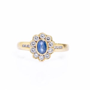 Vintage 18ct Gold Sapphire & Diamond Cluster Ring