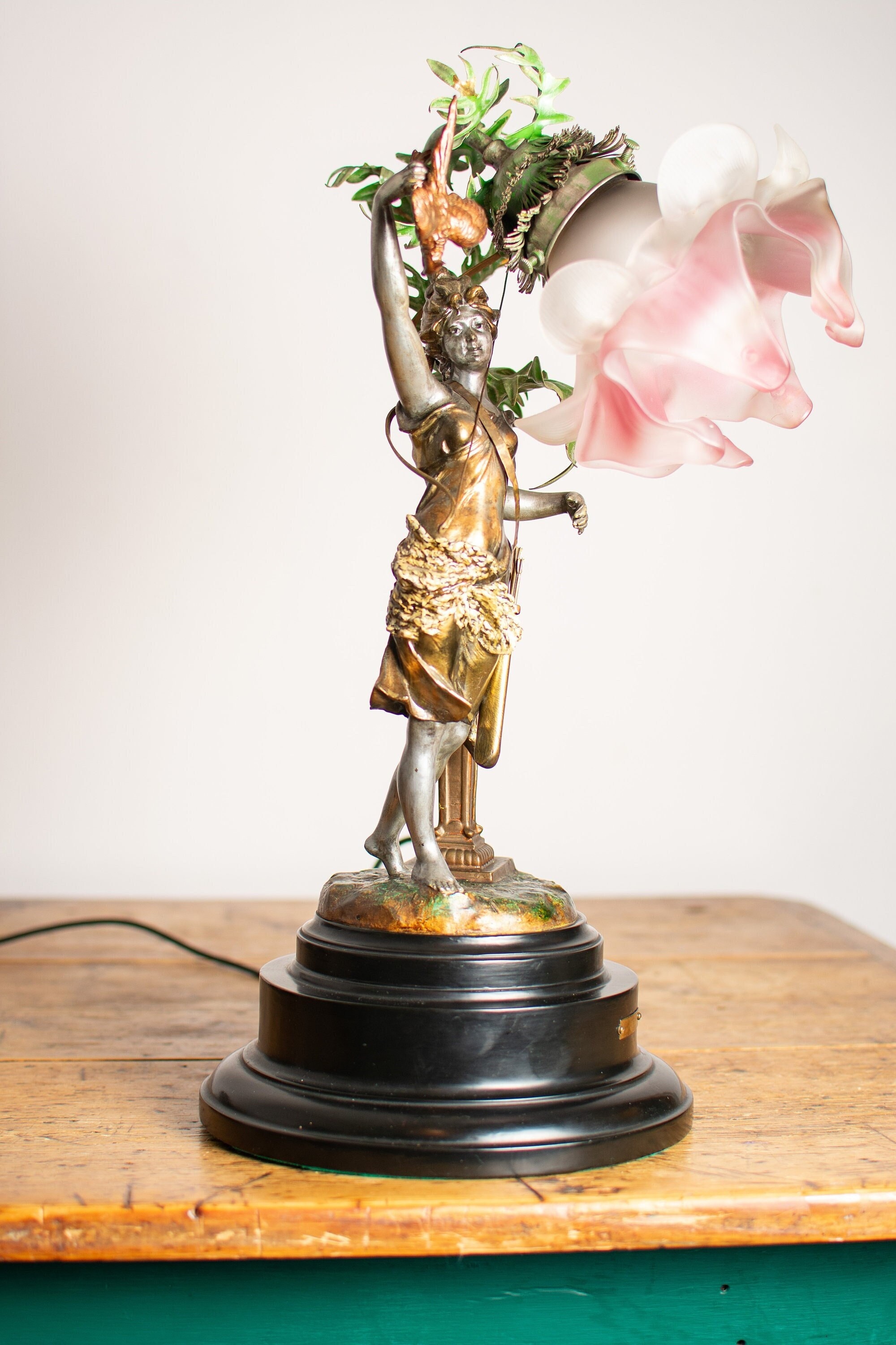 Art Nouveau Spelter Figural Woman Table Lamp - Etsy