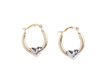 Pendientes de aro criollo vintage con forma de corazón en oro de 9 quilates