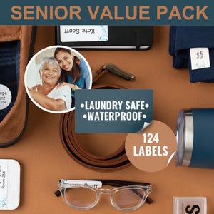 Personalized Name Labels for Seniors: Nursing Home Label Pack (124 Pieces)