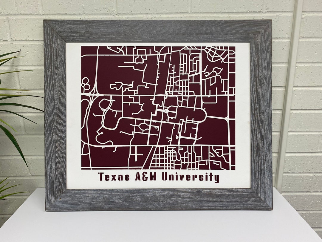Texas A&amp;M Campus Map Cutout - Etsy