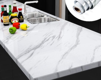 Instant Peel And Stick Self Adhesive Countertop White Marble Etsy