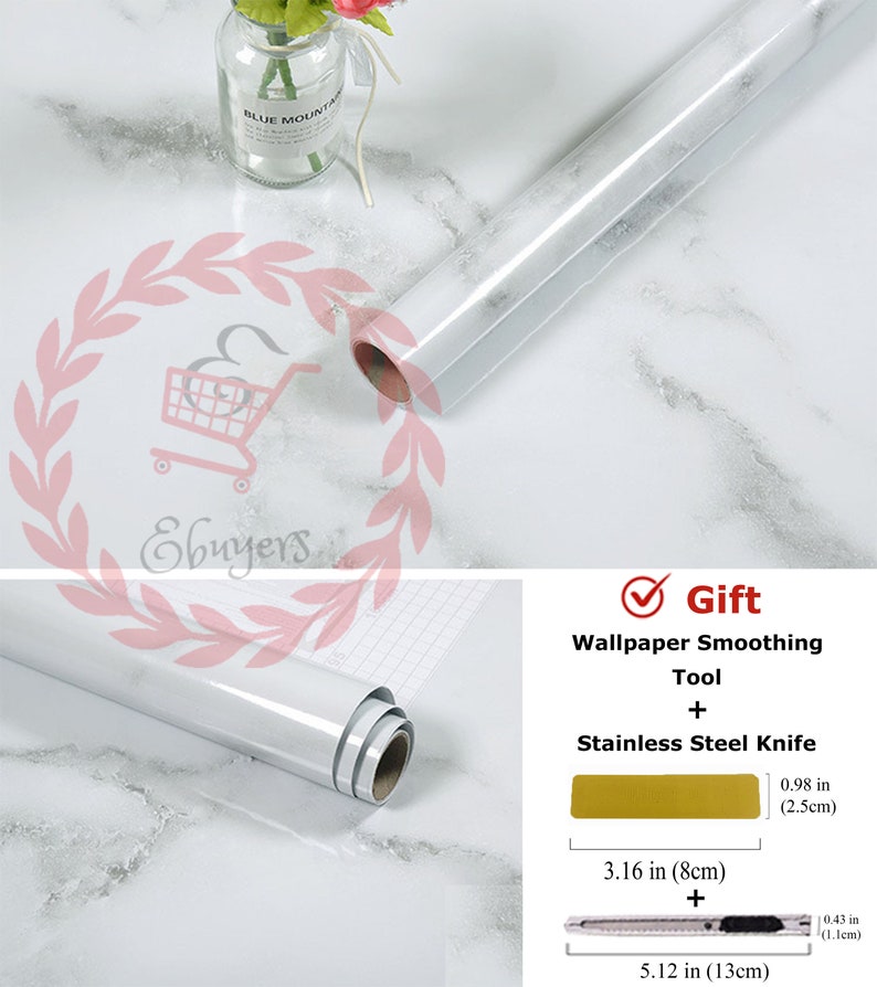 EBuyers 23.6 x 78 inch White Contact paper Peel and Stick Etsy