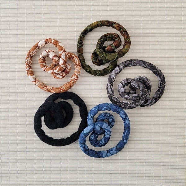 Spiral Loc -  Braid Tie - Earth Colors, Muted Cotton Fabric and Floss Thread, Dreadlock Hair Tie,