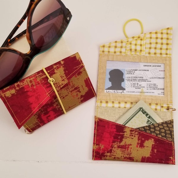 Wallet Women Small, Business Card Holder, Minimalist Wallet, Vinyl Wallpaper Wallet, Clear ID Window, 3 Compartment Keychain Ring Wallet
