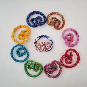 Spiral Loc -  Braid Tie - Dreadlock Hair Tie Batik Fabric, Cotton Floss Thread