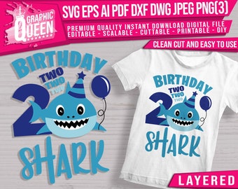 Shark Birthday Svg Etsy