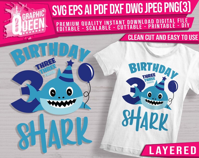 Download Shark boy Birthday SVG layered Boy shark 3rd Birthday SVG ...