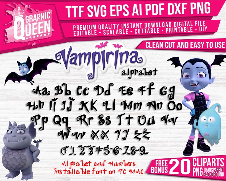 Vampirina Font svg Vampirina Alphabet clipart Vampirina Etsy