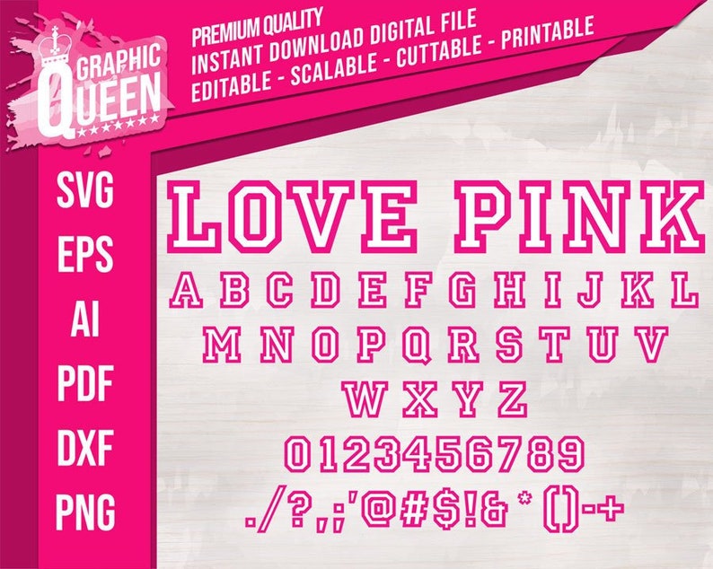 Download Love Pink font SVG File-Love Pink letter-college varsity sport | Etsy