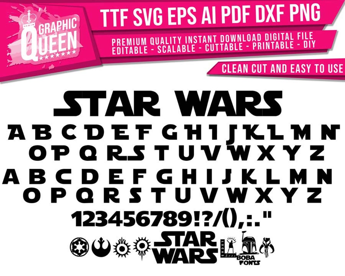 Star Wars Font Svg Star Wars Alphabet Clipart Star Wars | Etsy